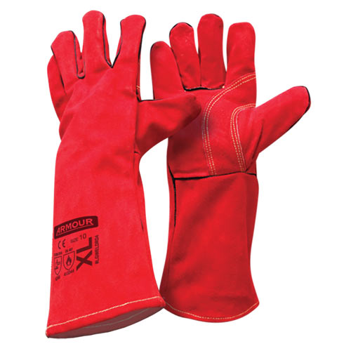 ARMOUR RED LEATHER WELDING GLOVE XL