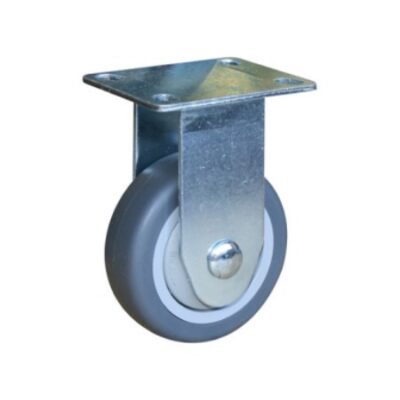 GREY 75mm  RUBBER CASTOR FIXED (60KG)