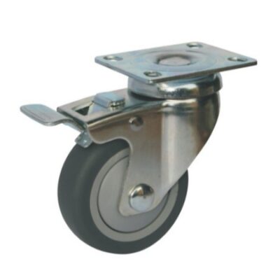 GREY 75mm  RUBBER CASTOR SWIVEL BRAKED (60KG)